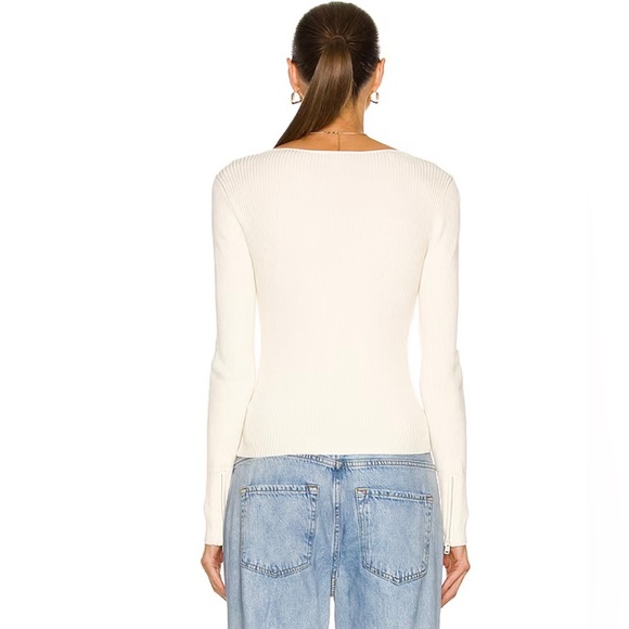 FRAMER Women’s Ribbed Zip Long Sleeve Top Body Shaped Sz XL MSRP $468 - Picture 4 of 13